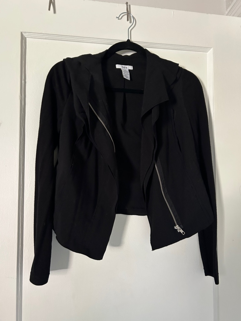 Bar III Black Draped Zip-Front Blazer